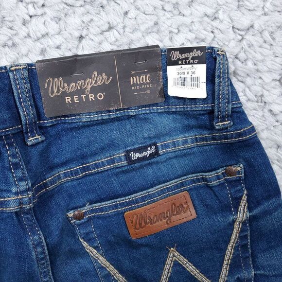 Wrangler Tall Retro Mae Mid Rise Bootcut Jeans Dark Wash Blue 9/30 x 36 Long - Picture 5 of 10
